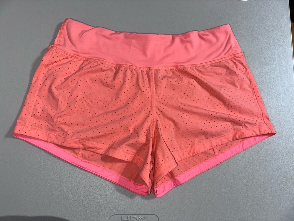 Lululemon Final Lap Short Perforated Athletic Running Shorts Neon Coral 8 - 2.5”